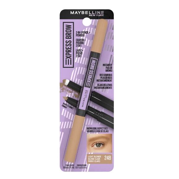 NEW Maybelline Express BROW PENCIL 2 In 1 Powder Eyebrow Makeup 248 Light Blonde - Picture 10 of 10